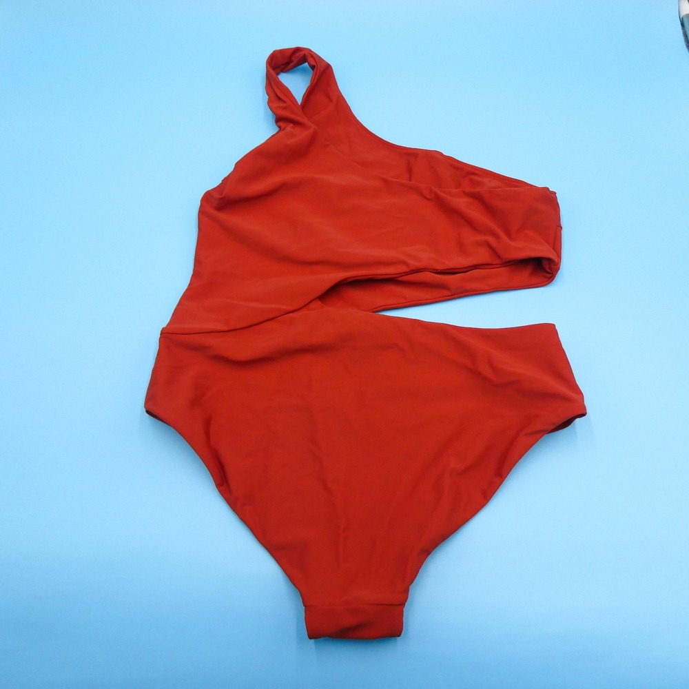 B FYNE One Piece Swimsuit Womens Extra Large Orange Cutout Nylon Swim New XL